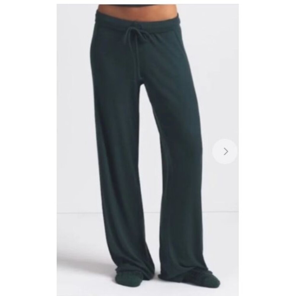 SKIMS Soft Lounge Wide Leg Pant Cypress Dark Green Ribbed Modal Women's M NWT